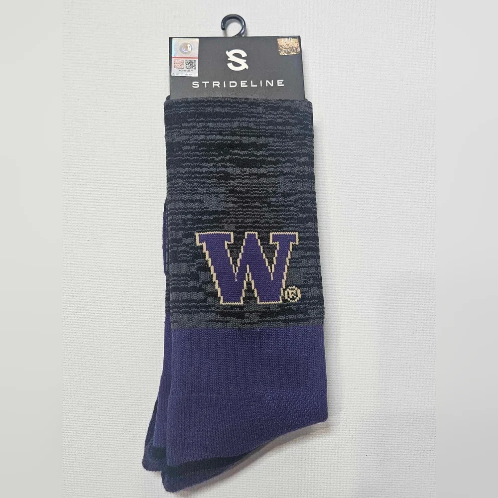 Washington‎ Huskies Mens Socks Crew Black Purple Full Knit NCAA Fan Sport